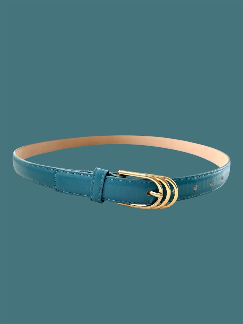 Beacon Hill Teal Leather Belt Size S